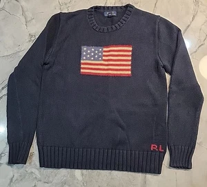 Polo Ralph Lauren Boys Crew Neck The Iconic Flag Sweater in Blue XL 18-20 - Picture 1 of 7