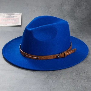 Men's Retro Felt Top Hat, Leather Buckle Accessory, Jazz Hats - Picture 1 of 41