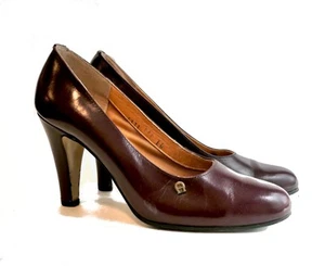 Tacones de cuero vintage Oxblood Aigner 6 - Imagen 1 de 5