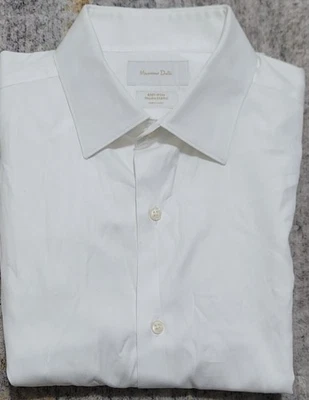 Massimo Dutti Men's White Easy Iron Italian Fabric Dress Shirt Size 16 - Image 1 of 4