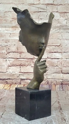 Signed Salvador Dali Abstract Girl Hush Up Bronze Sculpture Modern Artwork Sale - Image 1 of 4
