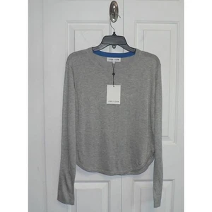 Suéter ligero de cuello redondo John + Jenn para mujer en azul piedra caliza pop LG $110 - Imagen 1 de 3