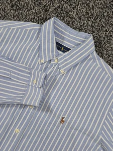 Ralph Lauren Hemd Herren XL Blau Weiß Gestreift Oxford Langarm Button Down - Bild 1 von 7