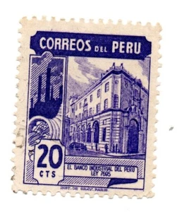 Peruvian Historical Buildings: Industrial Bank, purple, Perú 1947-1951 - Picture 1 of 1