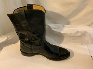 Justin Boots Cowboy Western Leather L3703 Black Men's Size 8.5 C - Picture 1 of 12