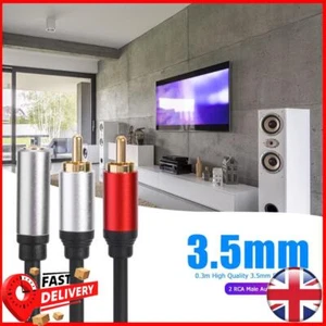 3.5mm Female Jack To 2 RCA Male Audio Cable 0.3m Smooth Connection - Picture 1 of 8