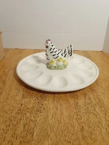 Vintage Weiss Hand Painted Hen And Chicks Deviled Egg Platter - Picture 1 of 12