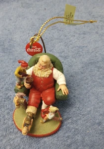 1999 Coca Cola Ornament Christmas Santa After Hard Nights Work Danbury Mint - Picture 1 of 6