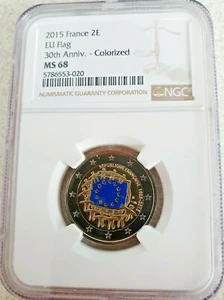 2 euro France 2015 colored of the EU flag (NGC MS68) - Picture 1 of 2