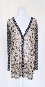 Lynn Ritchie Size Medium Geometric Pattern Long Sleeve Button Down Top Blouse - Picture 1 of 10