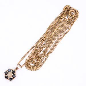 Vintage Silver Gilt Rough Diamond & Sapphire Pendant Necklace - Picture 1 of 10