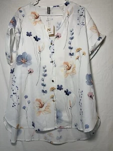 Noracora Floral Button Up Short Sleeve Blouse - Picture 1 of 4