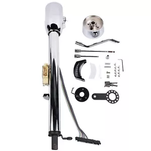 30" Chrome Tilt Auto Steering Column w/ 9 Hole Wheel Adapter Key Stainless Steel - Picture 1 of 14