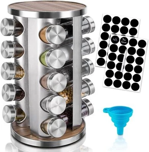 Rotating Spice Rack Organizer with Jars(20Pcs), Seasoning Organizer Cabinet - Picture 1 of 6
