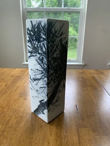 Rectangular Black And White Branch Ceramic Vase 11 3/4 “ Tall - Picture 1 of 9