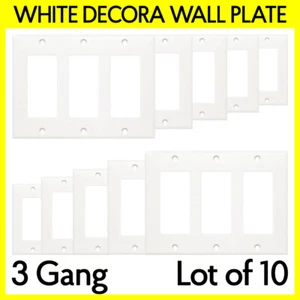 Decorazione Piastra Parete 3 Gang Telaio Interruttore Presa Coperchio Bianco Faceplate Confezione da 10 - Foto 1 di 4