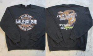 Harley Davidson Wichita Kansas Sweatshirt Mens XL Black Twister City Pullover - Picture 1 of 18