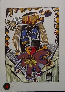 Jesus Fuertes Payaso Jugador Lithographie signiert 30x22 Kubistische Europäische Kunst - Bild 1 von 1