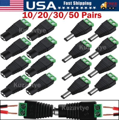 100PCS 12V DC Power Connector Power Jack Plug Adapter Barrel Connector for CCTV - Image 1 of 4