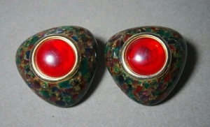 VINTAGE LUCITE EARRINGS CLIP MARKED MADE IN ITALY - Picture 1 of 7