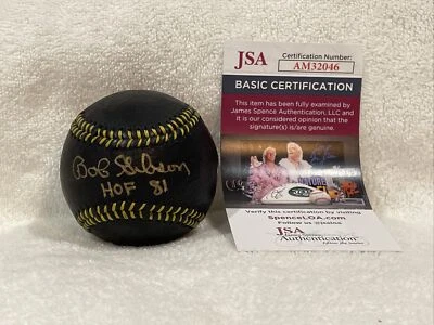 RARE Bob Gibson HOF 81 AUTO'D Black&Gold Ball St. Louis Cardinals, of 150, JSA! - Image 1 of 4