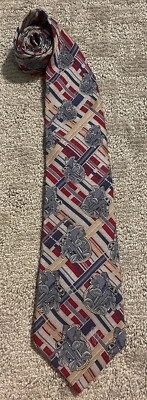 Palos de golf Arnold Palmer 100 % seda corbata roja azul marino dorada a cuadros 58" Foto 1 de 4