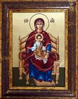Ikone Gottesmutter auf dem Thron 18 x 24 cm vergoldet Handarbeit Griechenland