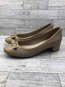 Womens Cole Haan Tan Patent Leather Pumps Bow size 7 - Picture 1 of 7