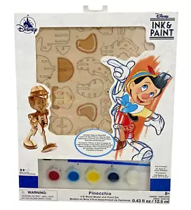 NEW Disney Parks 2019 Ink & Paint Pinocchio 3D Wood Model Set Craft Sealed - Picture 1 of 5
