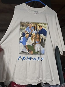 Vtg Y2K FRIENDS TV Show T-Shirt Double Sided Embroidered "FRIENDS" Men's 2XL - Picture 1 of 23
