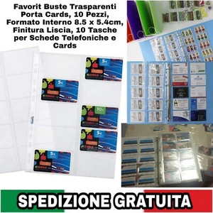 Raccoglitore 10 Buste Trasparenti Porta Cards, Schede Telefoniche O Bigliettini - Foto 1 di 14