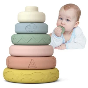 Mini Tudou 6 PCS Baby Stacking & Nesting Toys, Soft Stacking Blocks Ring Stac... - Picture 1 of 7