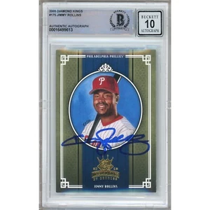 2005 Diamond Kings #175 Jimmy Rollins Signed Card Beckett AUTO 10 Slab Phillies - Picture 1 of 5