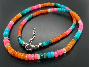 COLLIER 925/- SILBER RHOD. MIT MULTI OPAL BEH.  TERRA OPALIS SCHMUCKJAGD - Bild 1 von 5