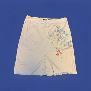 Y2K Jones Wear Midirock Gr. 12 bestickt Blumen Paisley roher Saum Lizzie Mcguir - Bild 1 von 4