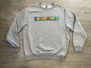 Super Mario Logo graues Sweatshirt mit Rundhalsausschnitt Herren Größe XL - Bild 1 von 6