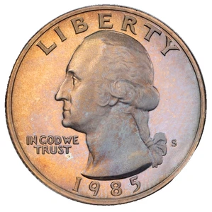 1985-S Washington Quarter NGC PF 67 ULTRA CAMEO End Roll Toned Album Toning DCAM - Picture 1 of 6