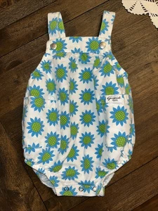 VTG & RARE Baby Guess Jeans Blue Green Floral Bubble Romper 24 Months USA MADE - Picture 1 of 7