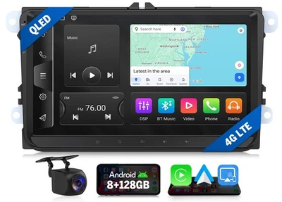 Android Autoradio 8+128 9 Zoll DSP 4G LTE WiFi 6 CarPlay GPS für VW Golf Mk6 GTI - Bild 1 von 4