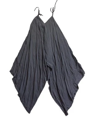 Macacão harém cinza boho Lagenlook 100% algodão tamanho único - Imagem 1 de 2