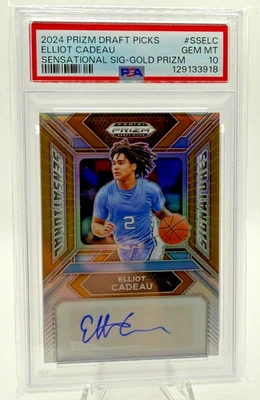 2024 Prizm 选秀-耸人听闻的签名 Elliot Cadeau 金色 2/10 # 匹配 — 第 1/2 张图片