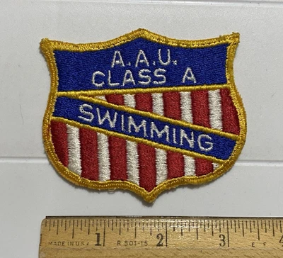Insignia parche bordado natación vintage de la Unión Atlética Amateur AAU Clase A Foto 1 de 3