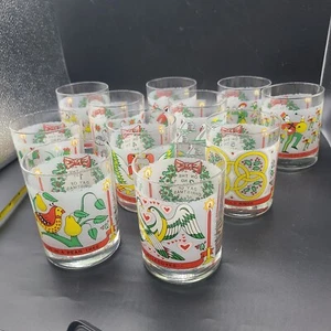 set of (11) Vintage 12 days of Christmas low ball glasses 14 oz - Picture 1 of 7