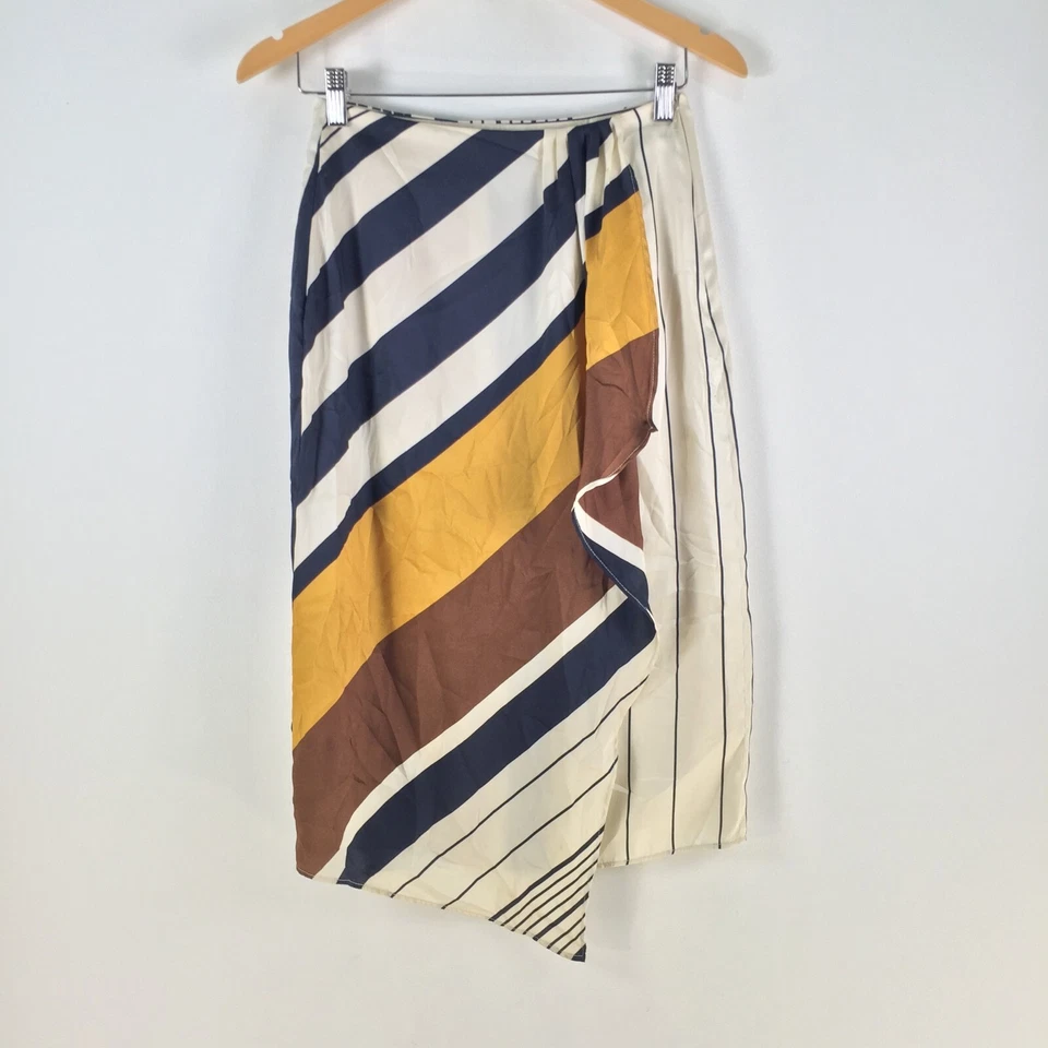 Falda Mango Mujer XS Aus 8 Lápiz Multicolor Rayas Midi Cremallera 108433 Foto 1 de 4