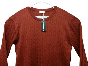 Coofandy Cable Knit Sweater Mens XL Burgundy Red Pullover Lightweight NWT - Picture 1 of 11