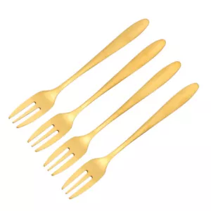 4 Pcs Cake Fork Child Stainless Steel Dessert Fruit Toothpick Kids - Picture 1 of 12