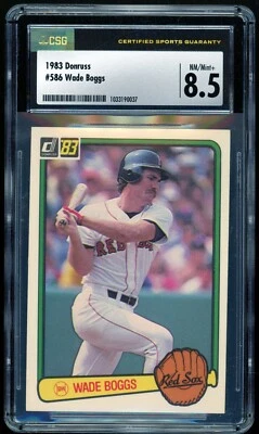 WADE BOGGS 1983 Donruss #586 Boston Red Sox Rookie RC Hall of Fame CSG 8.5 NM/MT - Image 1 of 2