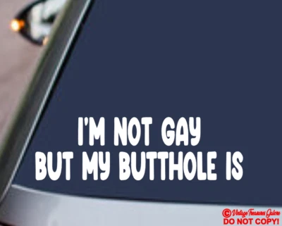 I'M NOT GAY BUT MY BUTTHOLE IS Vinyl Decal Sticker Car Window Bumper FUNNY PRANK - Image 1 of 2