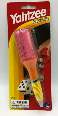 Pen Yahtzee Game Mini Cup, Dice, Chips & Scorecard New Sealed 2002 Hasbro - Image 1 of 2