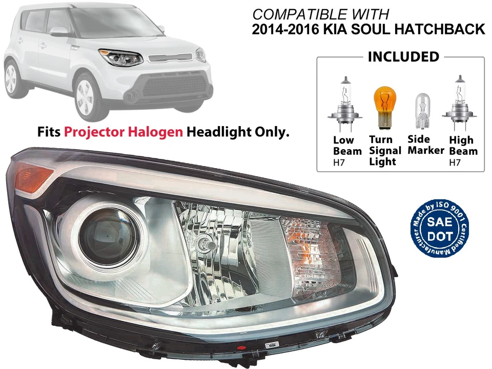 Farol principal projetor 2014 2015 2016 Kia Soul passageiro lado direito 92102B2050 - Imagem 1 de 4